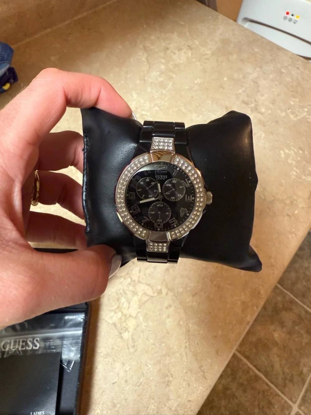 Guess Black and Silver Crystal-Trim Chronograph Watch - Picture 3 of 3